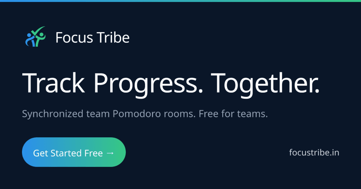 FocusTribe — synchronized team Pomodoro rooms, shared break room, daily progress, analytics
